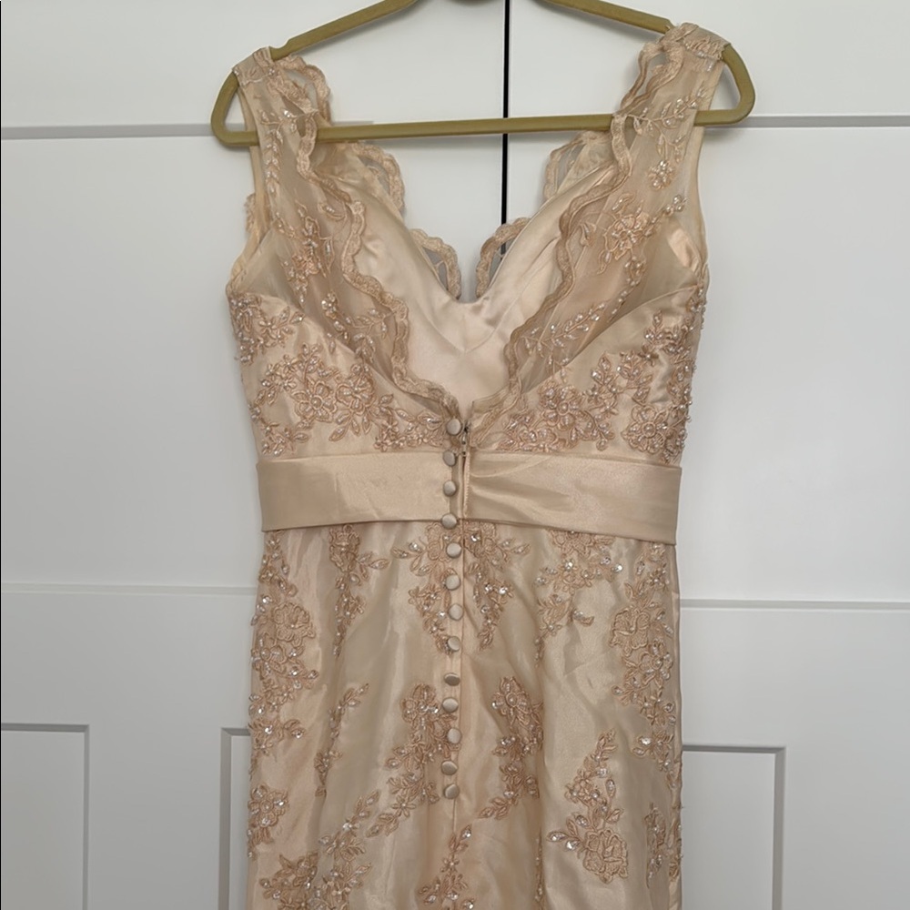 Gold Ruffled Sweetheart Wedding Gown - Picture 4 of 9